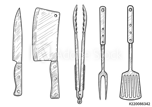 500x354 Knife, Hatchet, Spatula, Fork, Forc Illustration, Drawing - Spatula Drawing
