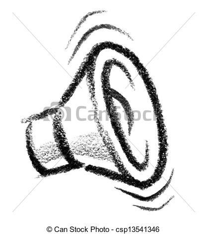 417x470 speaker icon crayon sketched illustration of a loudspeaker - Speaker Drawing