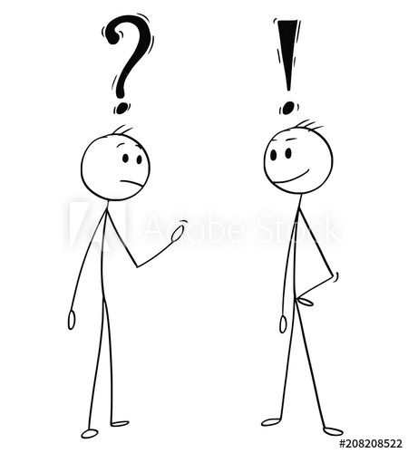 450x500 cartoon stick man drawing conceptual illustration of two men - Speaking Drawing