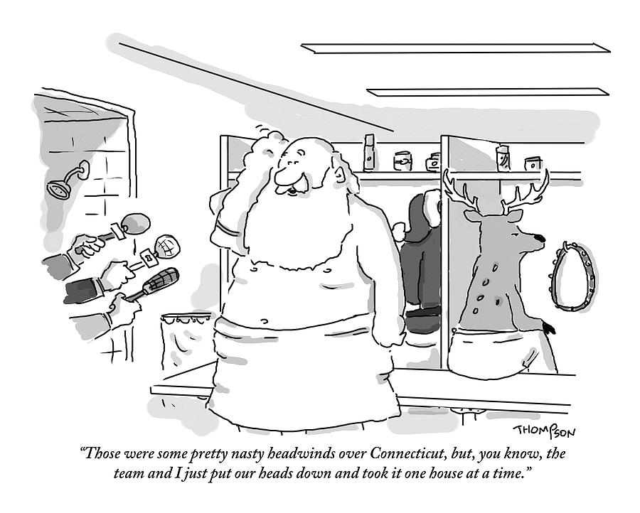 900x722 santa claus is in a locker room speaking drawing - Speaking Drawing