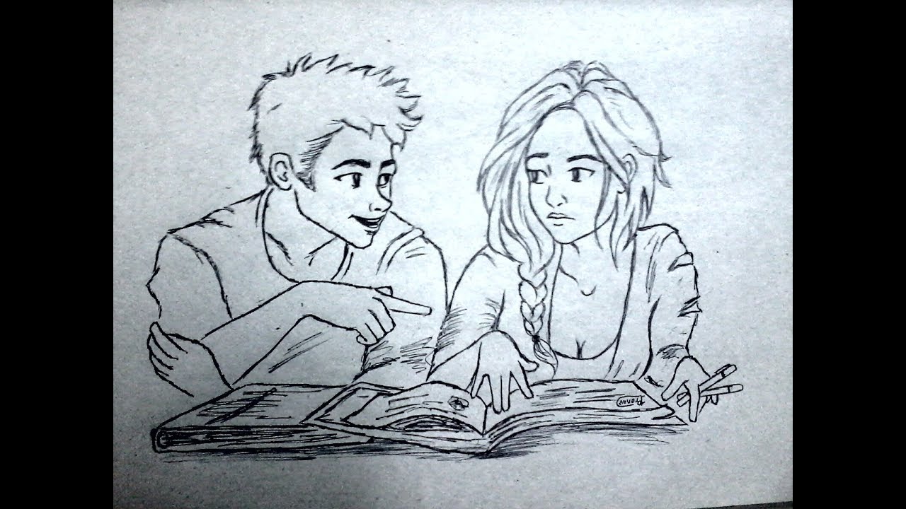1280x720 friendship day special drawing of a college couple - Special Drawing