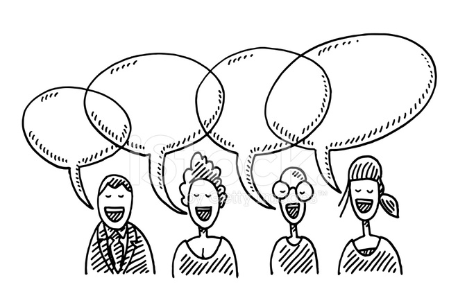 660x440 team people speech bubbles drawing stock vector - Speech Drawing