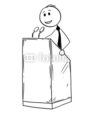 320x400 cartoon stick man drawing conceptual illustration of businessman - Speech Drawing
