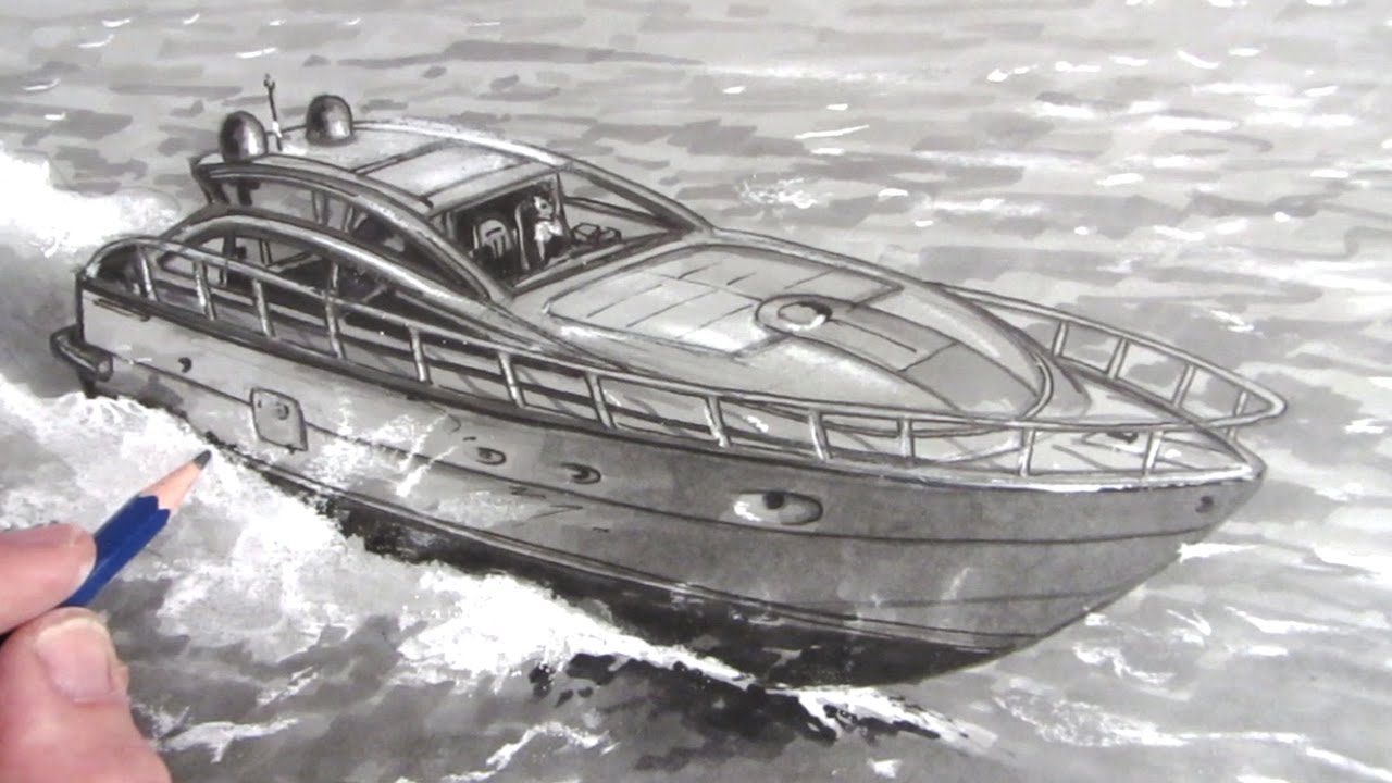 1280x720 how to draw a boat speed boat on water - Speed Boat Drawing