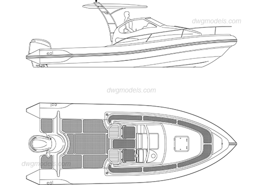 540x380 Motor Boat Dwg, Free Cad Blocks Download - Speed Boat Drawing