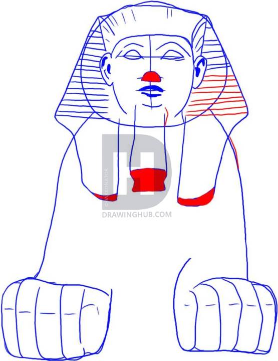 555x720 How To Draw An Egyptian Sphinx, Step - Sphinx Drawing