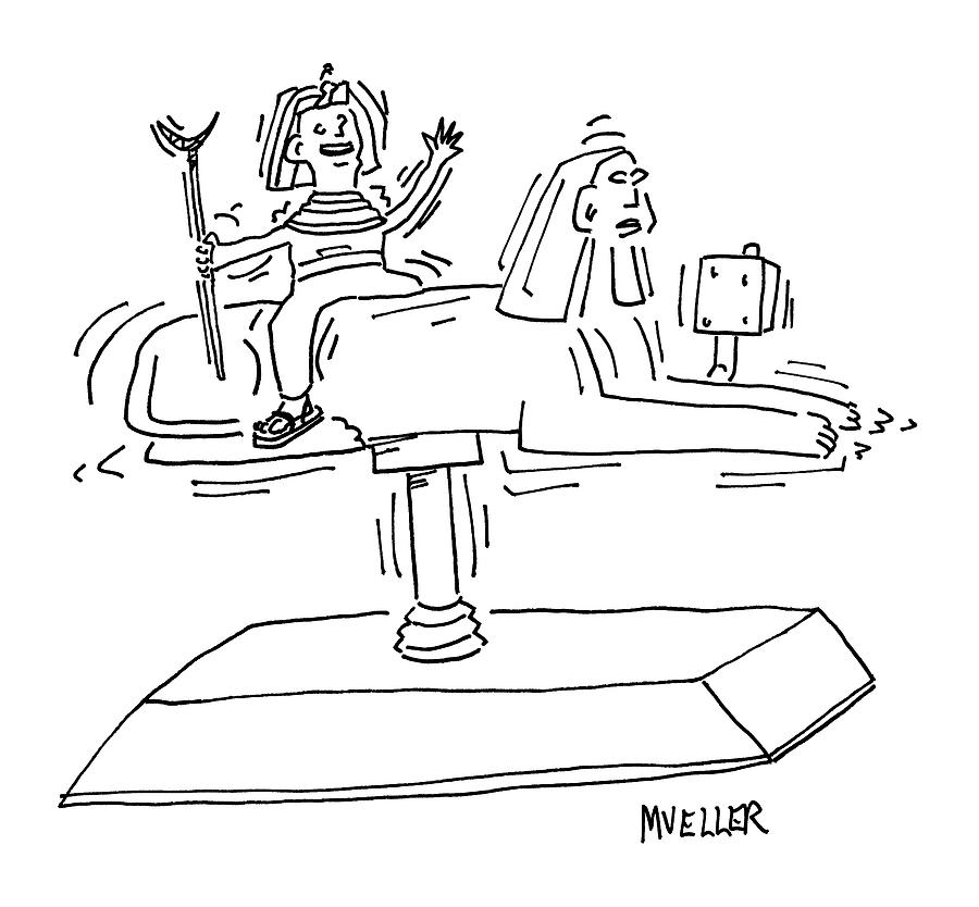 900x834 A Pharoah Rides A Mechanical Sphinx Drawing - Sphinx Drawing
