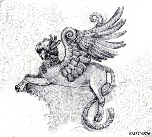 500x451 Legendary Creature - Sphinx Drawing