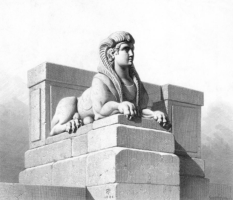 900x773 An Egyptian Sphinx In Her Original Drawing - Sphinx Drawing