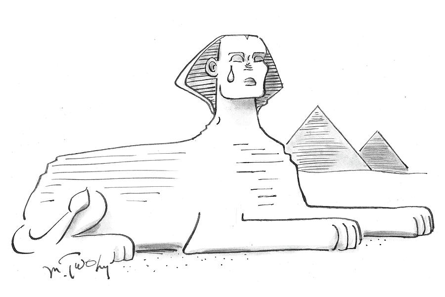 900x601 The Sphinx Crying Drawing - Sphinx Drawing