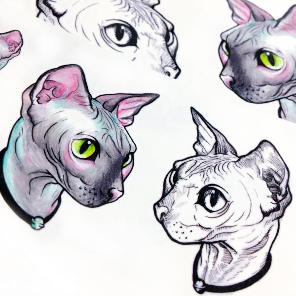600x600 lazy duo sphynx cat tattoos sphynx kitten temporary tattoo stickers hk - Sphynx Cat Drawing
