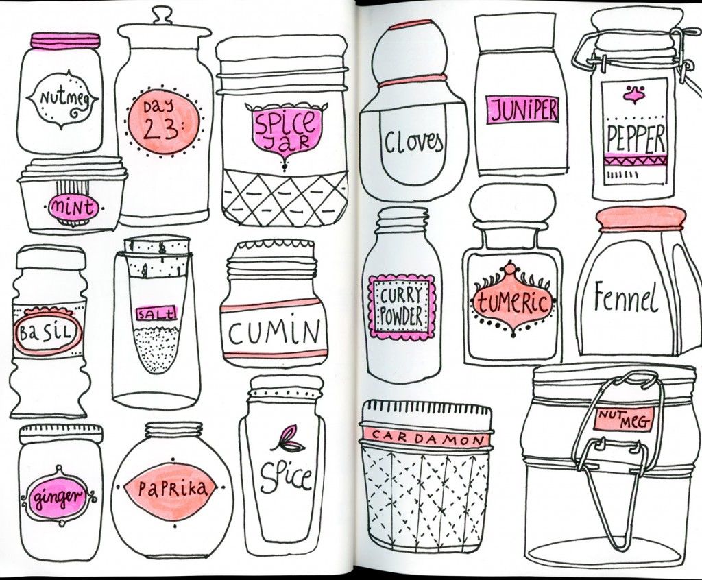 1024x846 Spice Jar Doodles Food And In The Kitchen Drawings - Spice Drawing