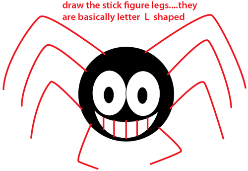 500x344 How To Draw A Cartoon Spider For Halloween With Easy Step - Spider Cartoon Drawing