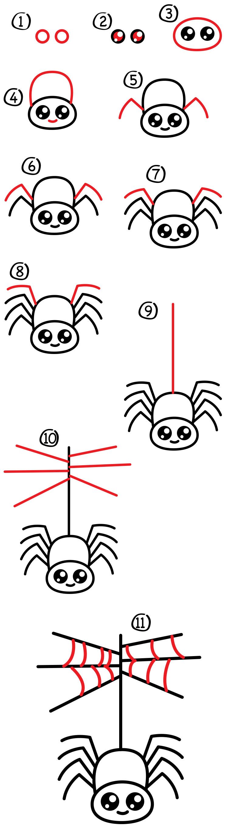 750x2742 How To Draw A Cartoon Spider - Spider Cartoon Drawing