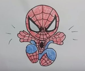 300x250 How To Draw Spider Man Hero Cute Step - Spider Drawing Easy