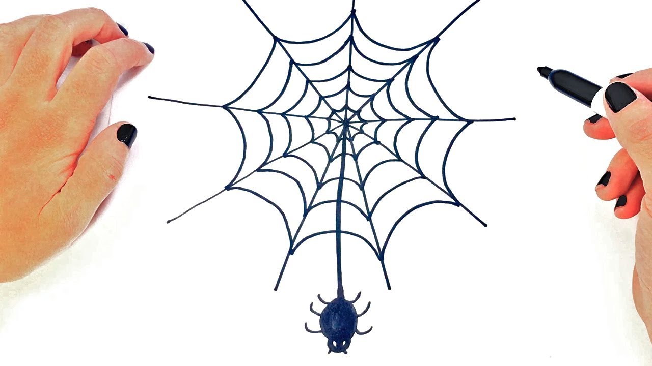 1280x720 How To Draw A Spider Web Step - Spider Drawing Easy