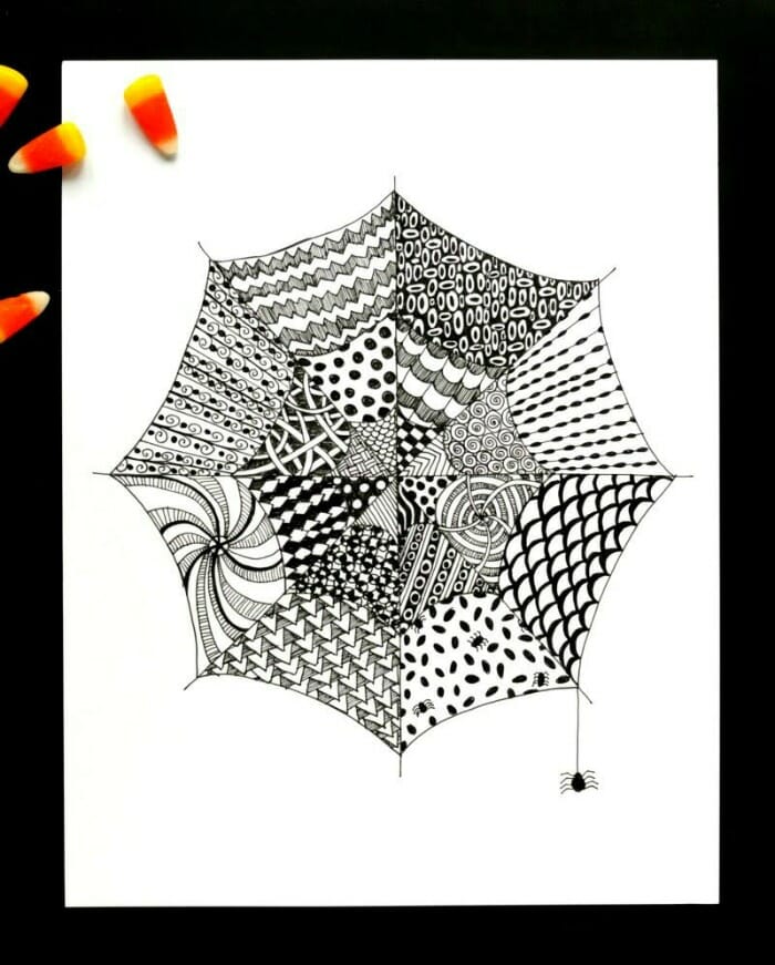 700x871 Easy Zentangle For Kids And Adults With Spiderwebs - Spider Drawing For Kids
