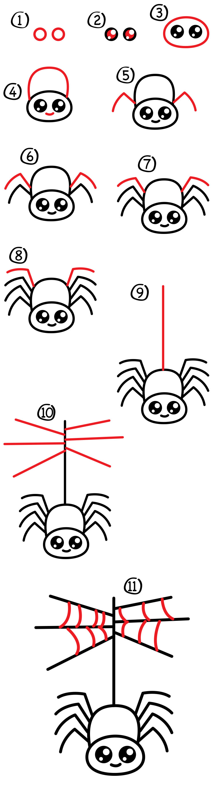 750x2742 How To Draw A Cartoon Spider - Spider Drawing For Kids