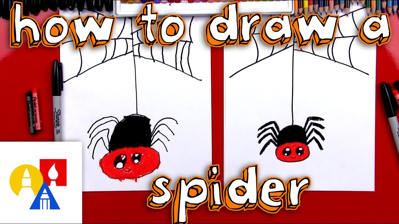 1280x720 How To Draw A Cartoon Spider And Spider Web - Spider Drawing For Kids