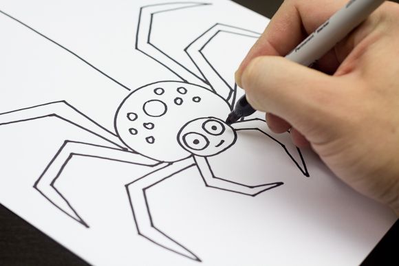 580x387 How To Draw A Spider - Spider Drawing For Kids