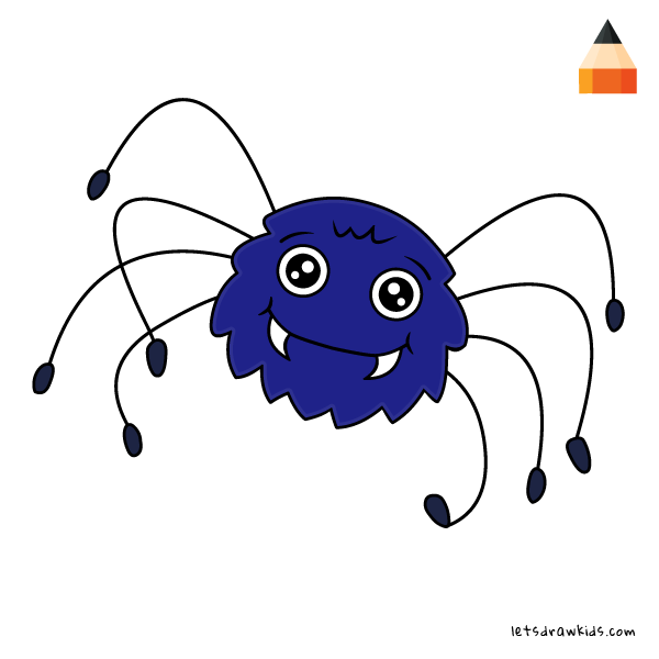 600x600 Drawing Funny Cartoons Step - Spider Drawing For Kids