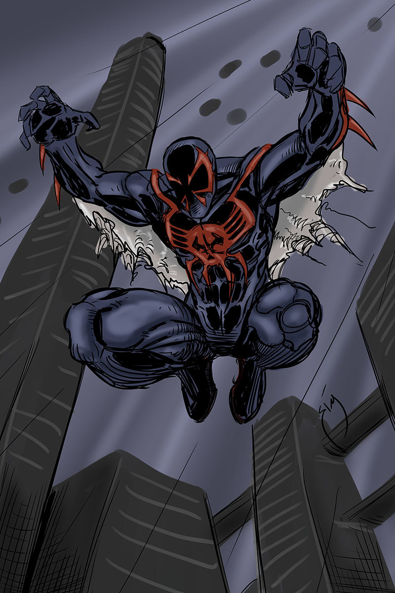 800x1200 Artstation - Spider Man 2099 Drawing