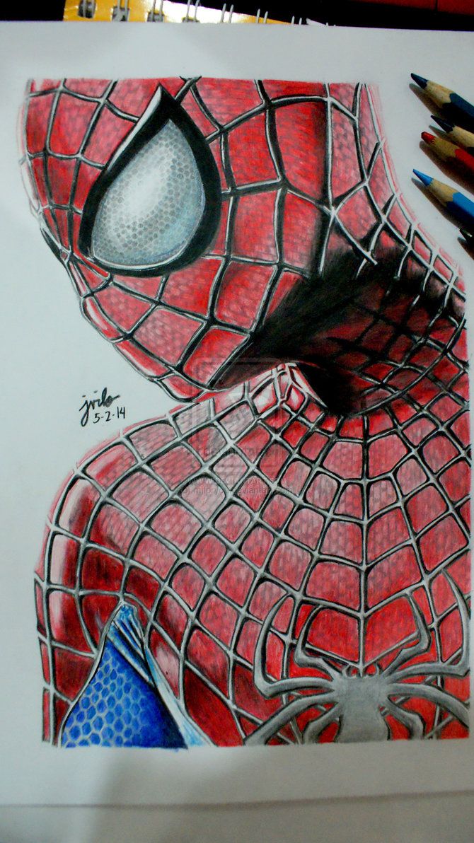 670x1192 The Amazing Spider Man Color Pencil Drawing - Spider Man 3 Drawing