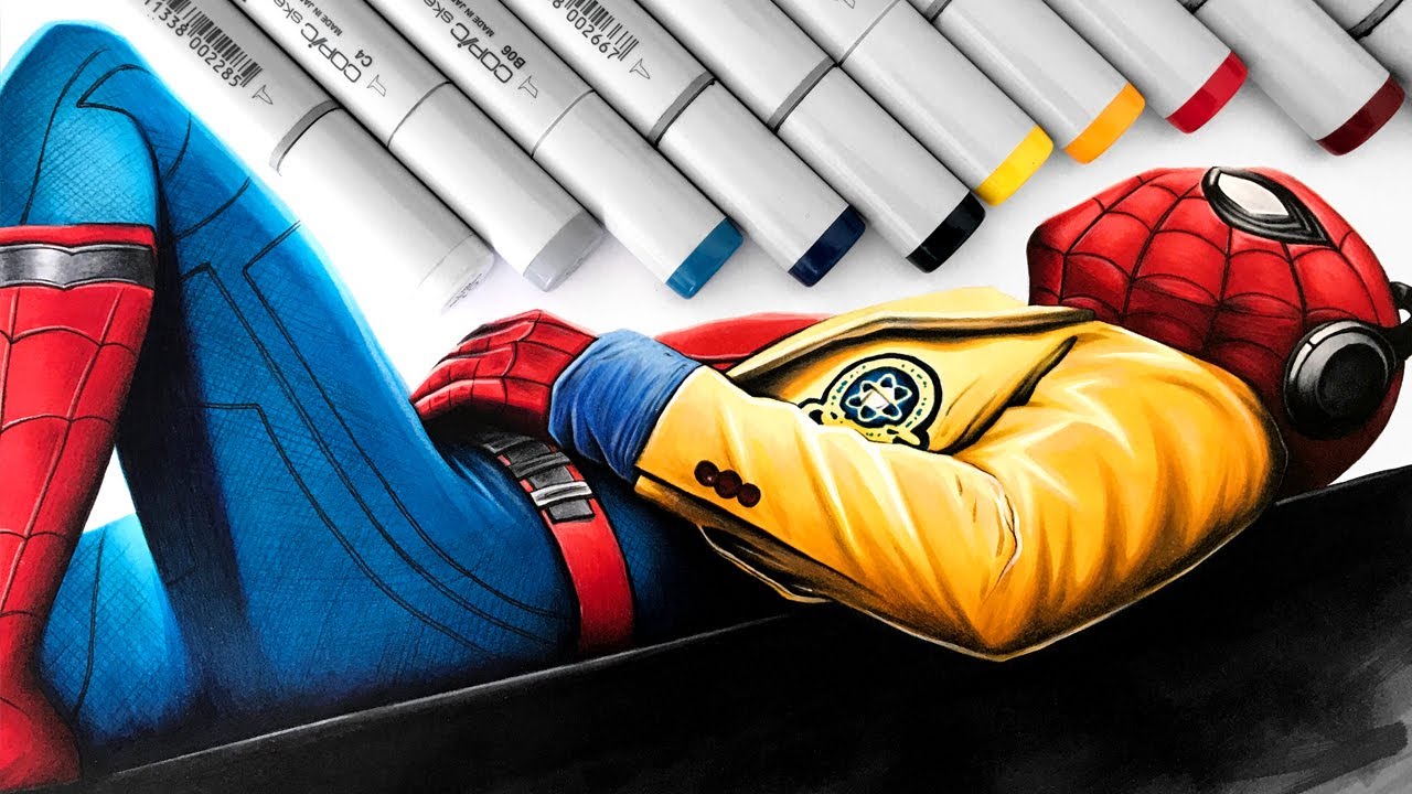 1280x720 drawing spider man homecoming - Spider Man Homecoming Drawing