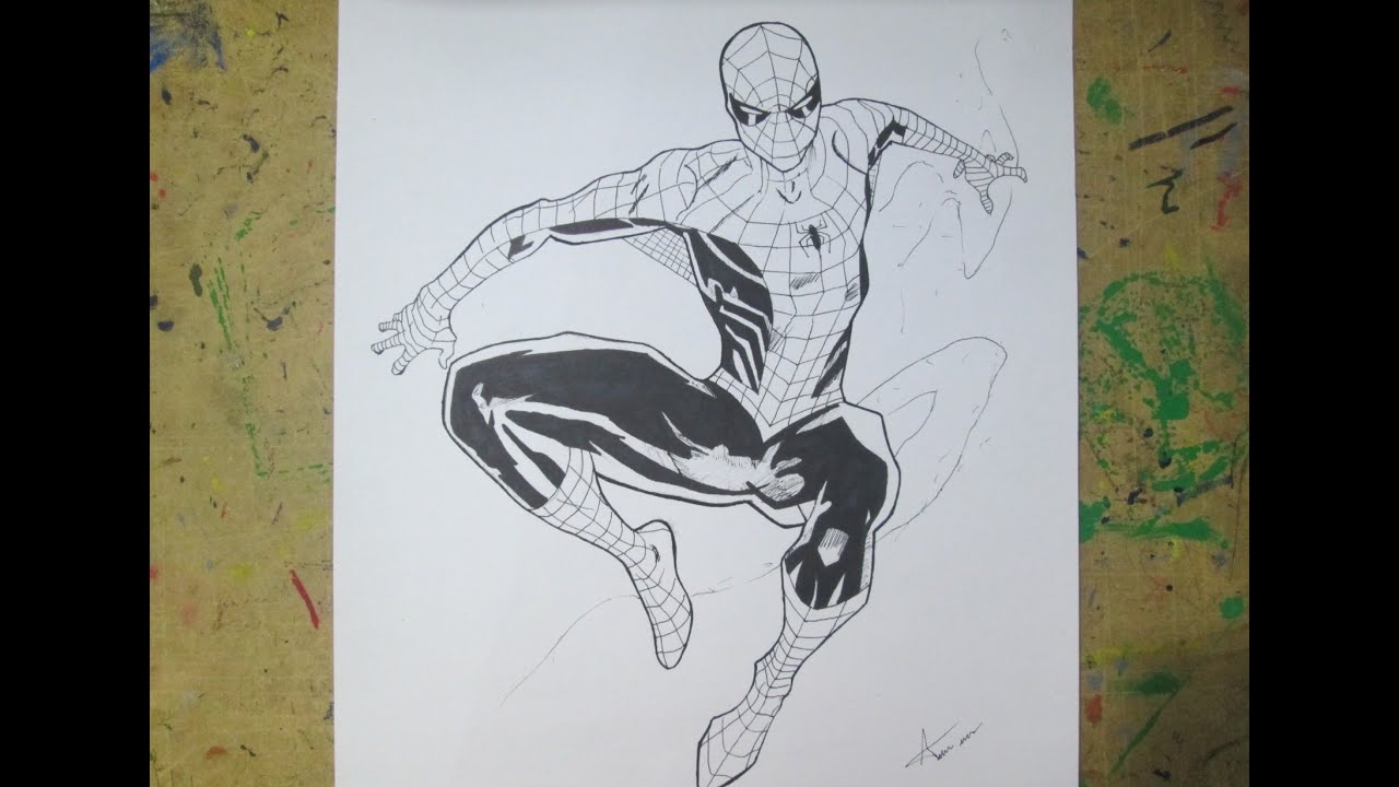 1280x720 Drawing Spiderman Ink - Spider Man Ink Drawing