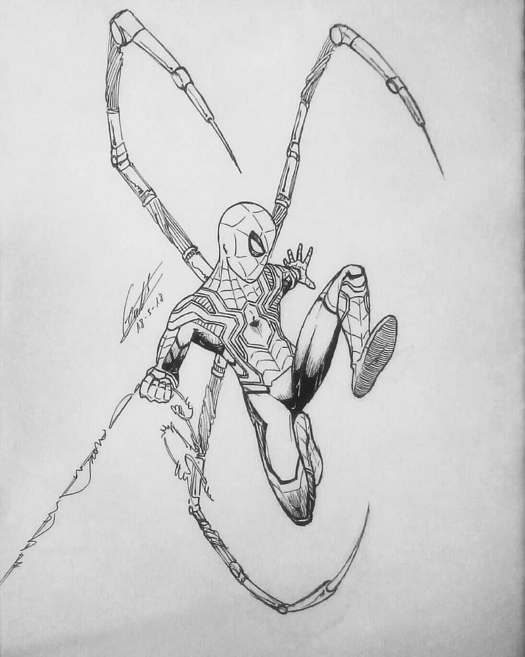 1080x1350 Guishe's Place Iron Spider - Spider Man Ink Drawing