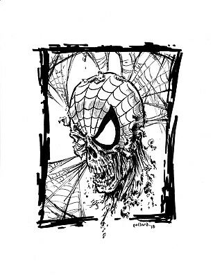 320x400 Original Art Zombie Spider Man Fan Art - Spider Man Ink Drawing