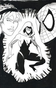 193x300 spider gwen spider man ink drawing bristol board original - Spider Man Ink Drawing