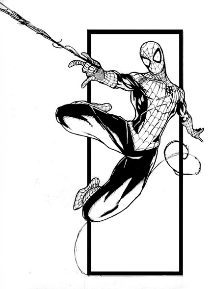 432x589 spiderman inks, in andrew black's spiderman comic art gallery room - Spider Man Ink Drawing