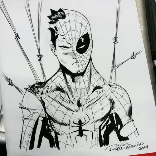 500x500  - Spider Man Ink Drawing