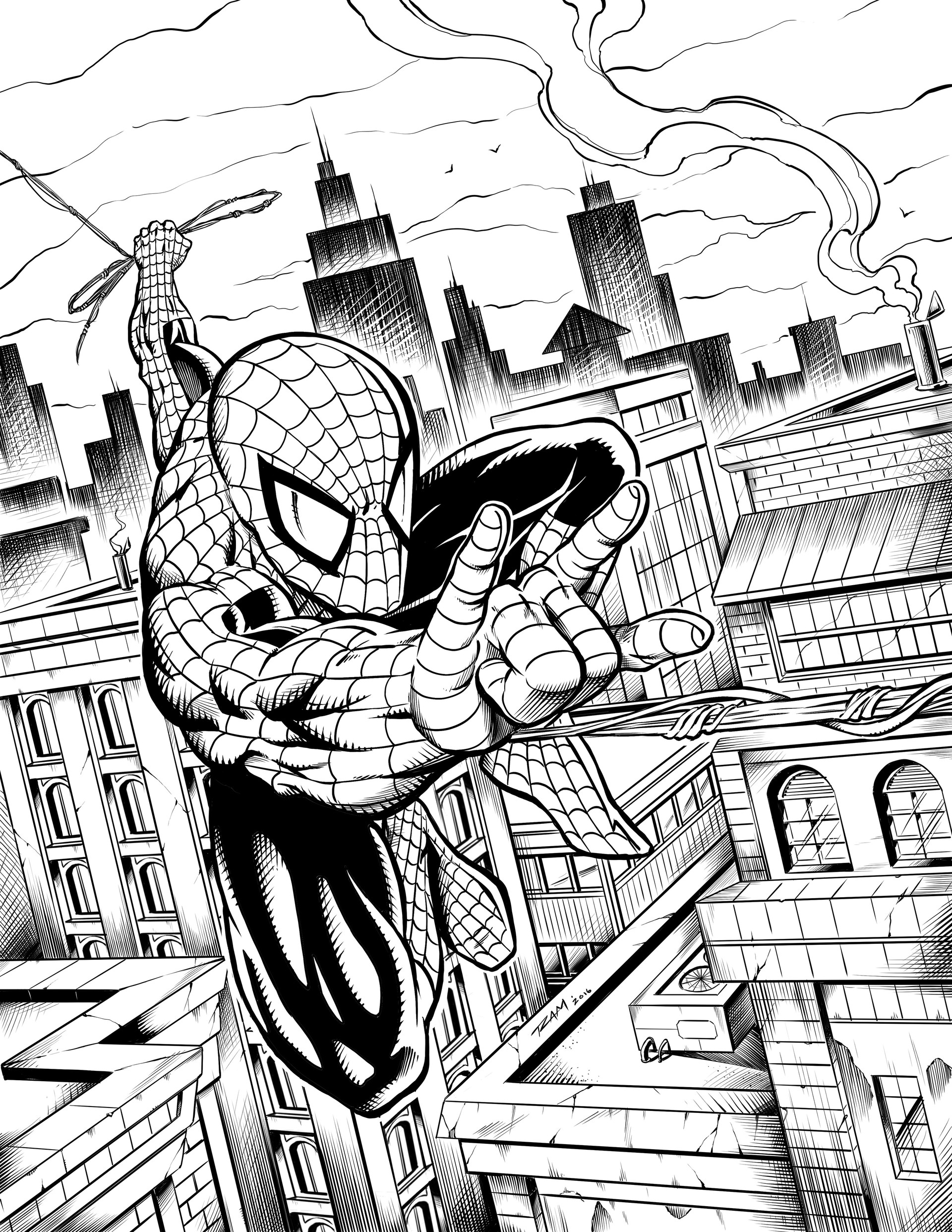 Spider Man Ink Drawing at PaintingValley.com | Explore collection of ...