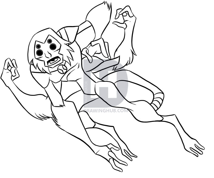 851x710 How To Draw Spidermonkey, Step - Spider Monkey Drawing