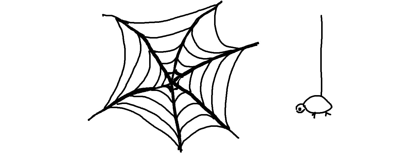 1359x540 Web Drawing - Spider Web Cartoon Drawing