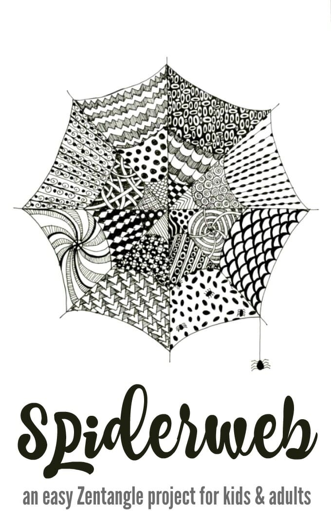 680x1077 Easy Zentangle For Kids And Adults With Spiderwebs - Spider Web Line Drawing