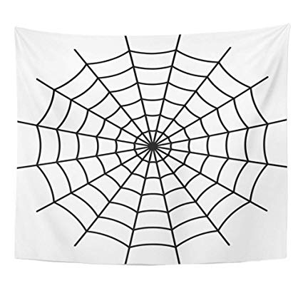 425x425 Emvency Tapestry Artwork Wall Hanging Net Spider Black - Spider Web Line Drawing