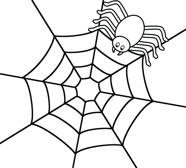 650x587 Coloring Pages Spider Web Drawn Net Spiderman Colouring - Spider Web Line Drawing