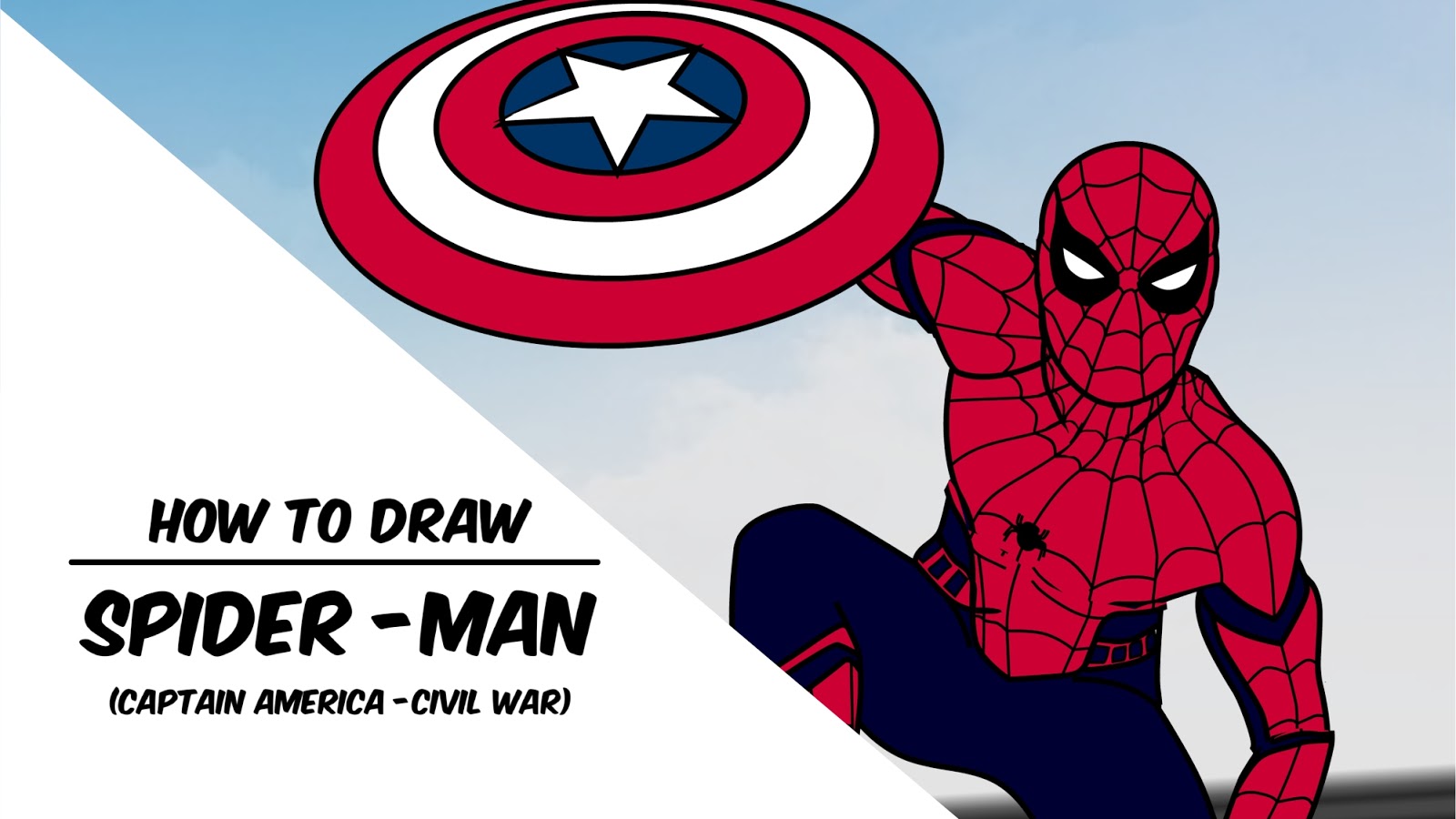 1600x900 Cakikin Culoboyo How To Draw Spider Man - Spiderman Civil War Drawing