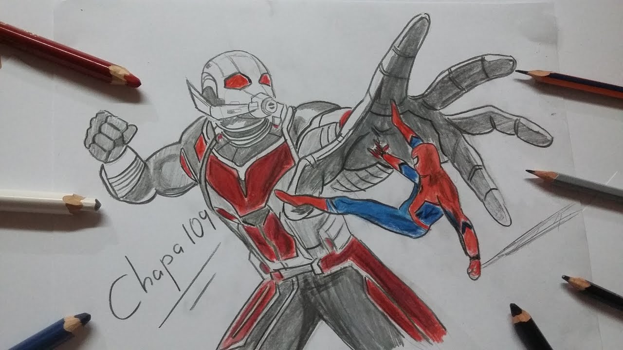 1280x720 dibujo de ant man vs spiderman civil war drawing ant man vs - Spiderman Civil War Drawing