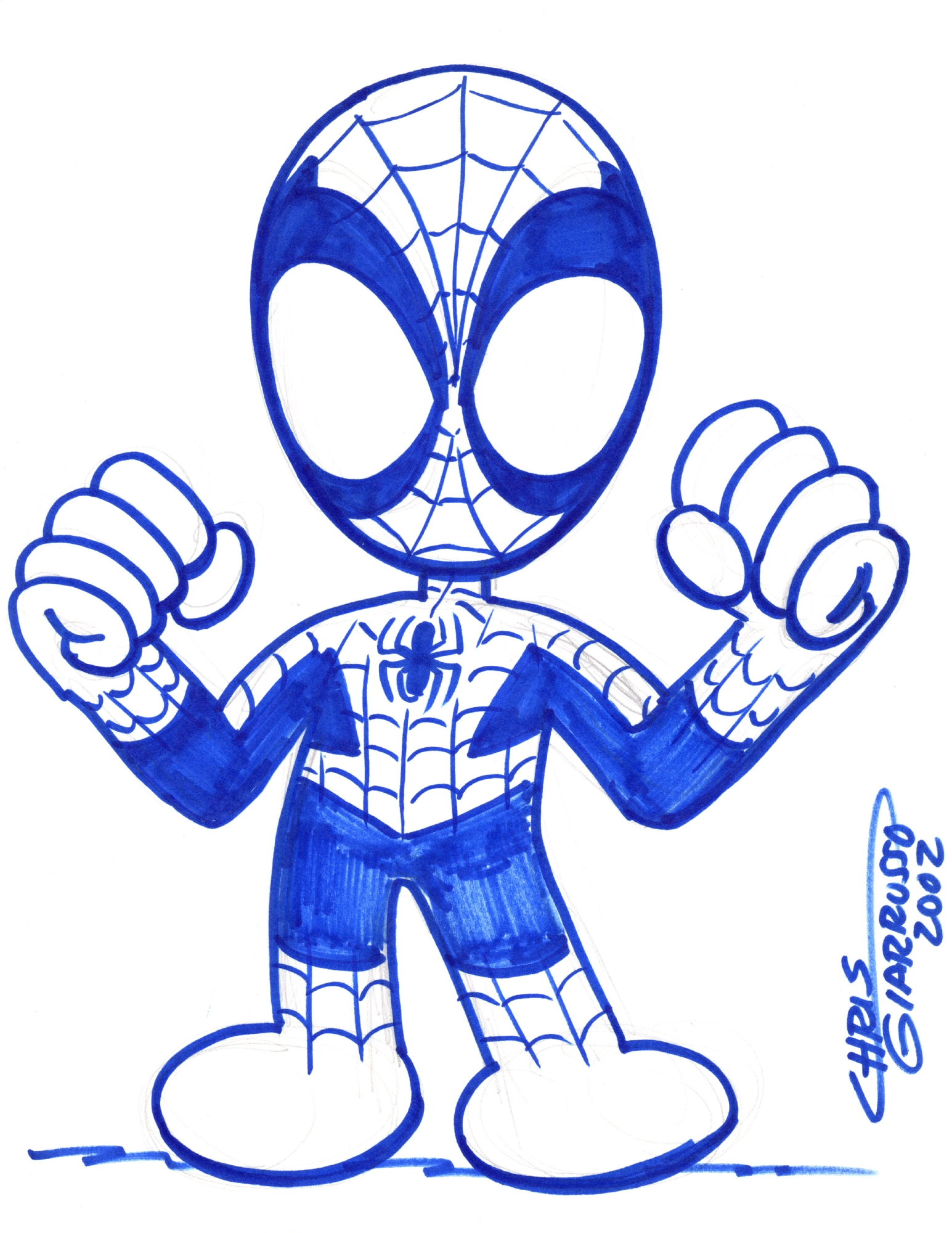1545x2000 chris giarrusso amazing spider man original drawing blue spidey - Spiderman Comic Drawing