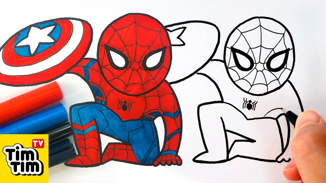 1280x720 How To Draw Cute Spider Man Civil War Easy Step - Spiderman Drawing Easy