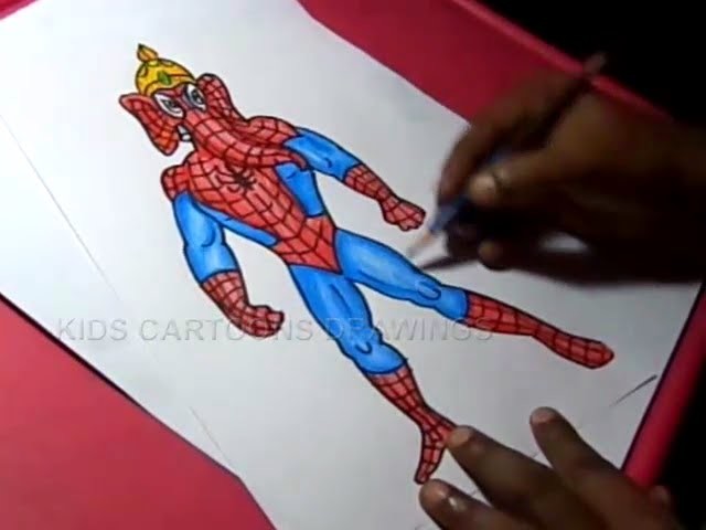 640x480 How To Draw Spiderman Ganesha Drawing For Kids Step - Spiderman Drawing For Kids