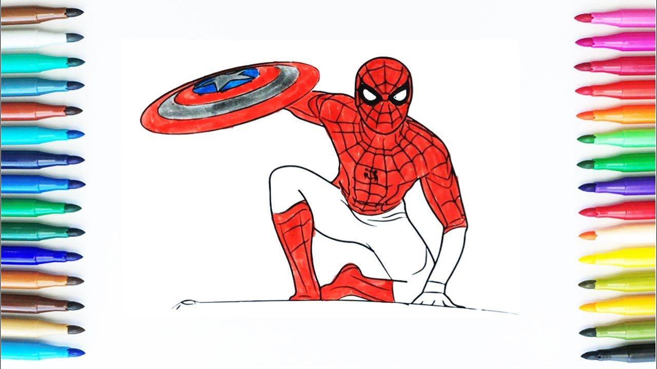 1280x720 coloring pages spiderman how to draw spiderman drawing - Spiderman Drawing For Kids