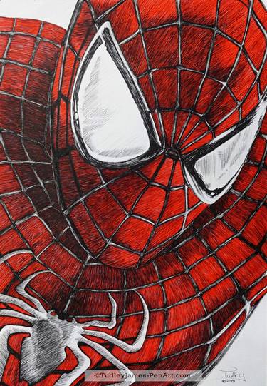 375x541 Spiderman In Pen Drawing - Spiderman Drawing Images