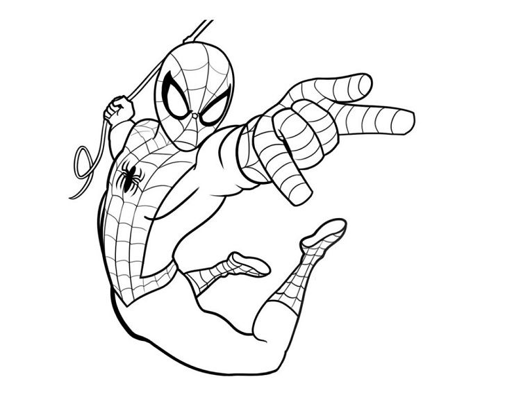 750x579 Easy Spiderman Coloring - Spiderman Drawing Pages