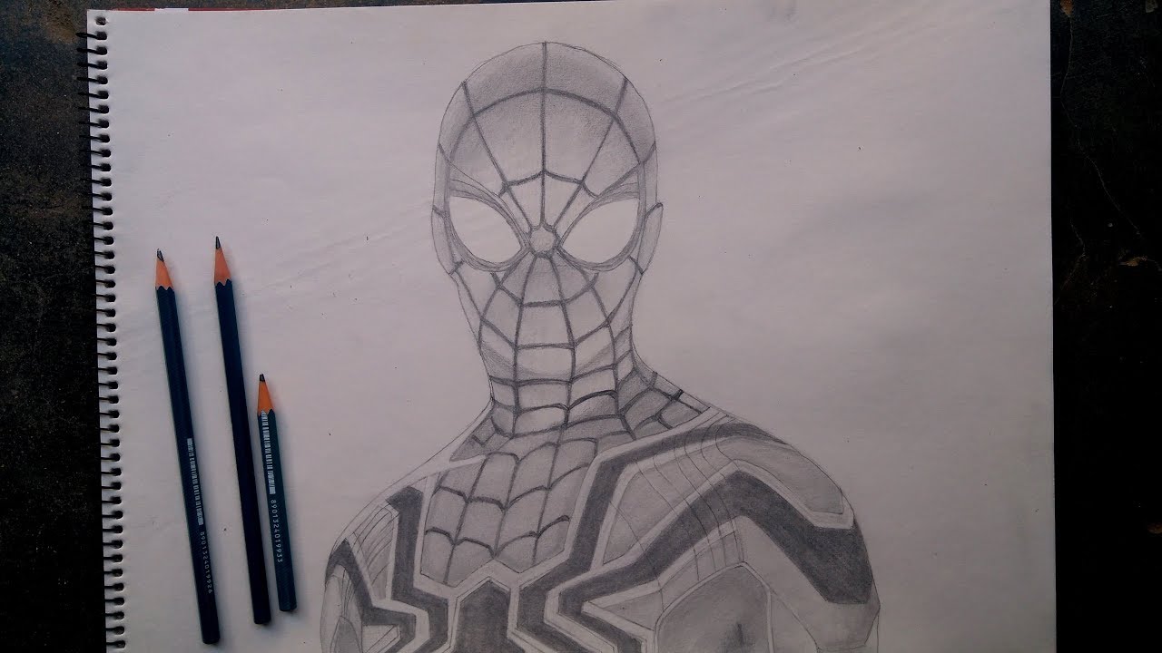 1280x720 spider man far from home realistic pencil sketch art school - Spiderman Drawing Pencil