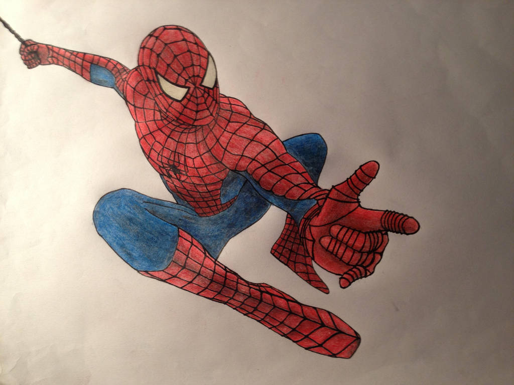 1024x768 Spiderman Cartoon Pencil Drawings - Spiderman Drawing Pencil